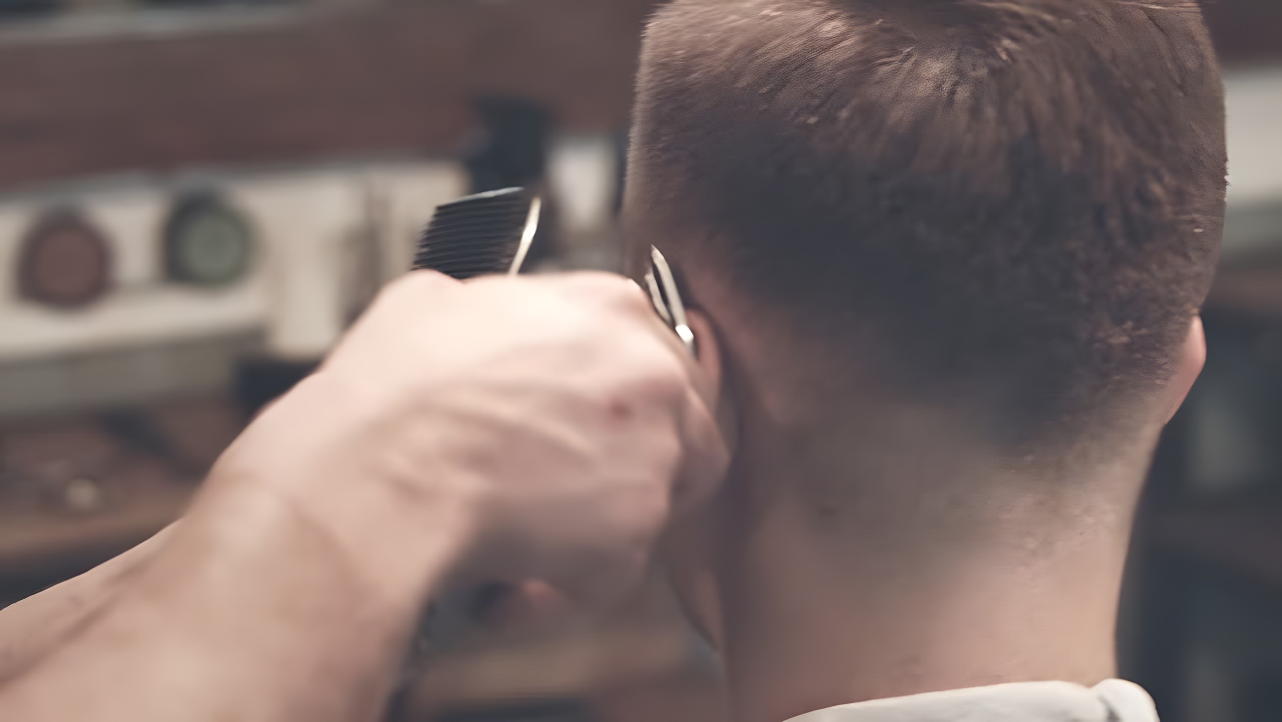 A cut in progress inside the shop